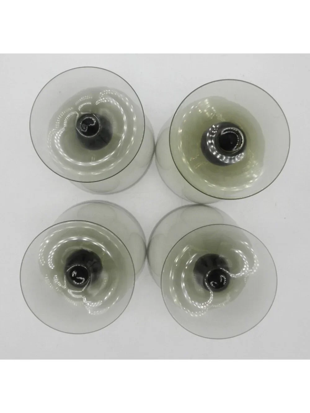 Hand Blown Mexican Crystal Smoky Olive Green Water Goblets Set of 4 UNKUNK180